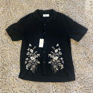 Abercrombie & Fitch Black Shirt with White Floral Design
